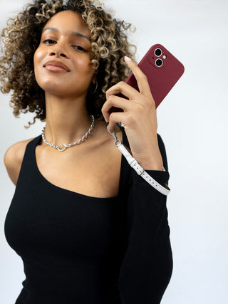 Leather Phone Tether in Cloud