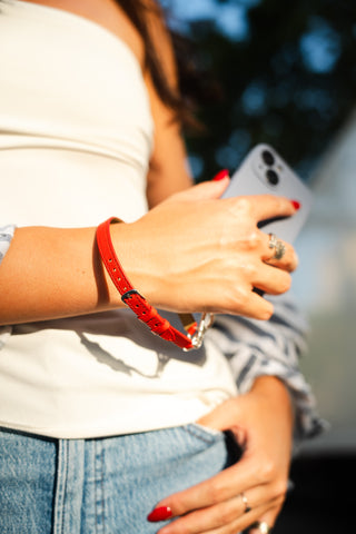 Leather Phone Tether in Fireball