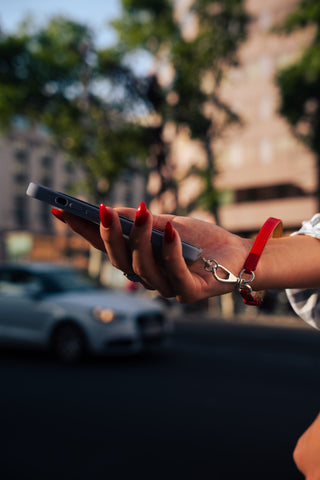 Leather Phone Tether in Fireball